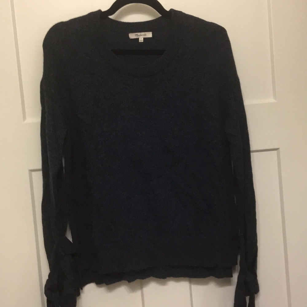 Madewell navy tie sleeves sweater